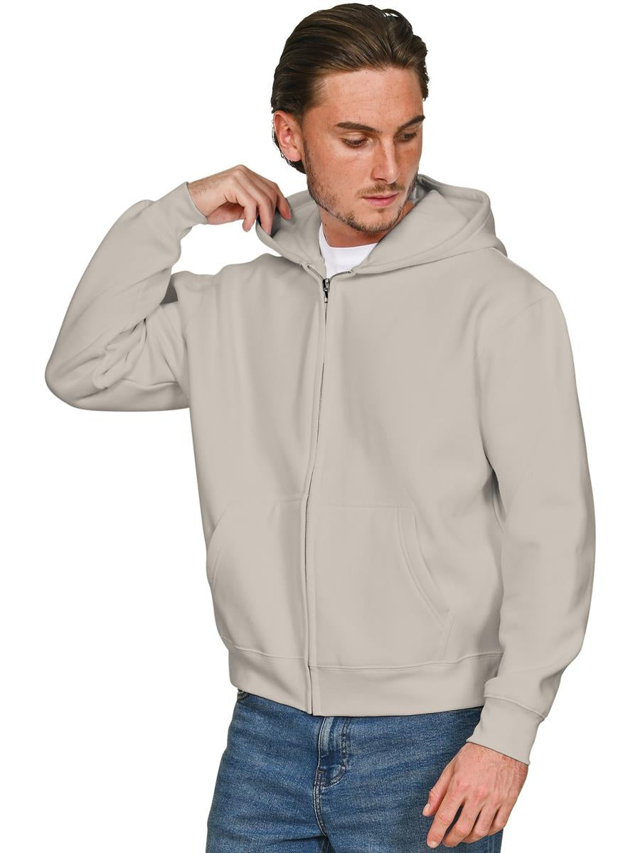Premium Combed 280 Boxy Oversize Zip Hood — Stone