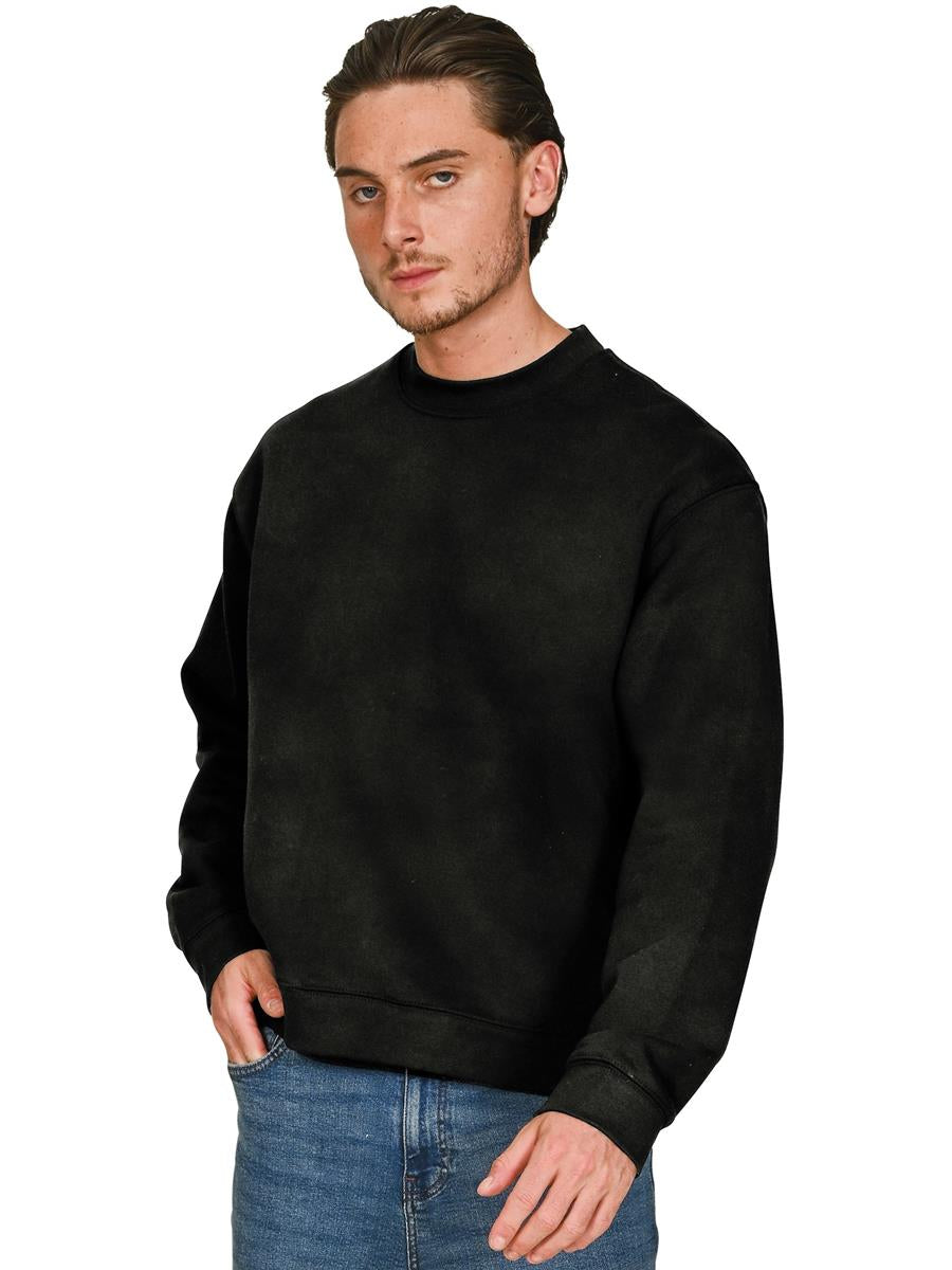 Premium Combed 330 Acid Wash Boxy Oversized Extended Neck Sweat — Acid Black