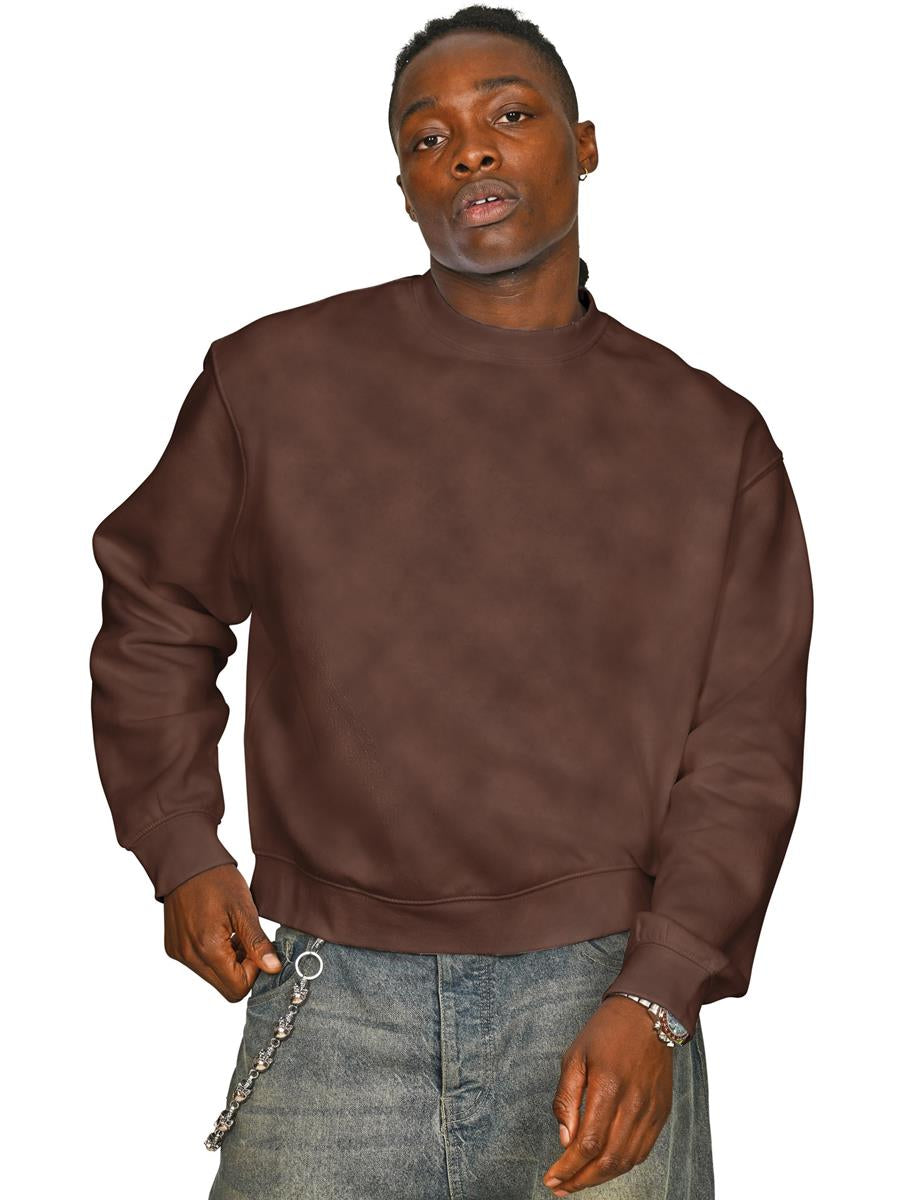 Premium Combed 330 Acid Wash Boxy Oversized Extended Neck Sweat — Acid Chocolate