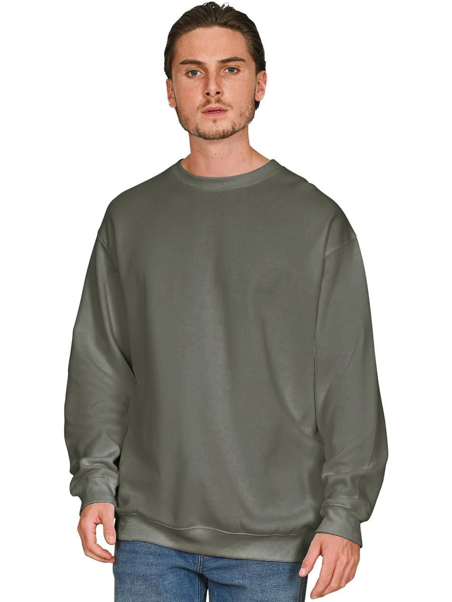Premium Combed 330 Acid Wash Oversized Sweat — Faded Khaki Olive