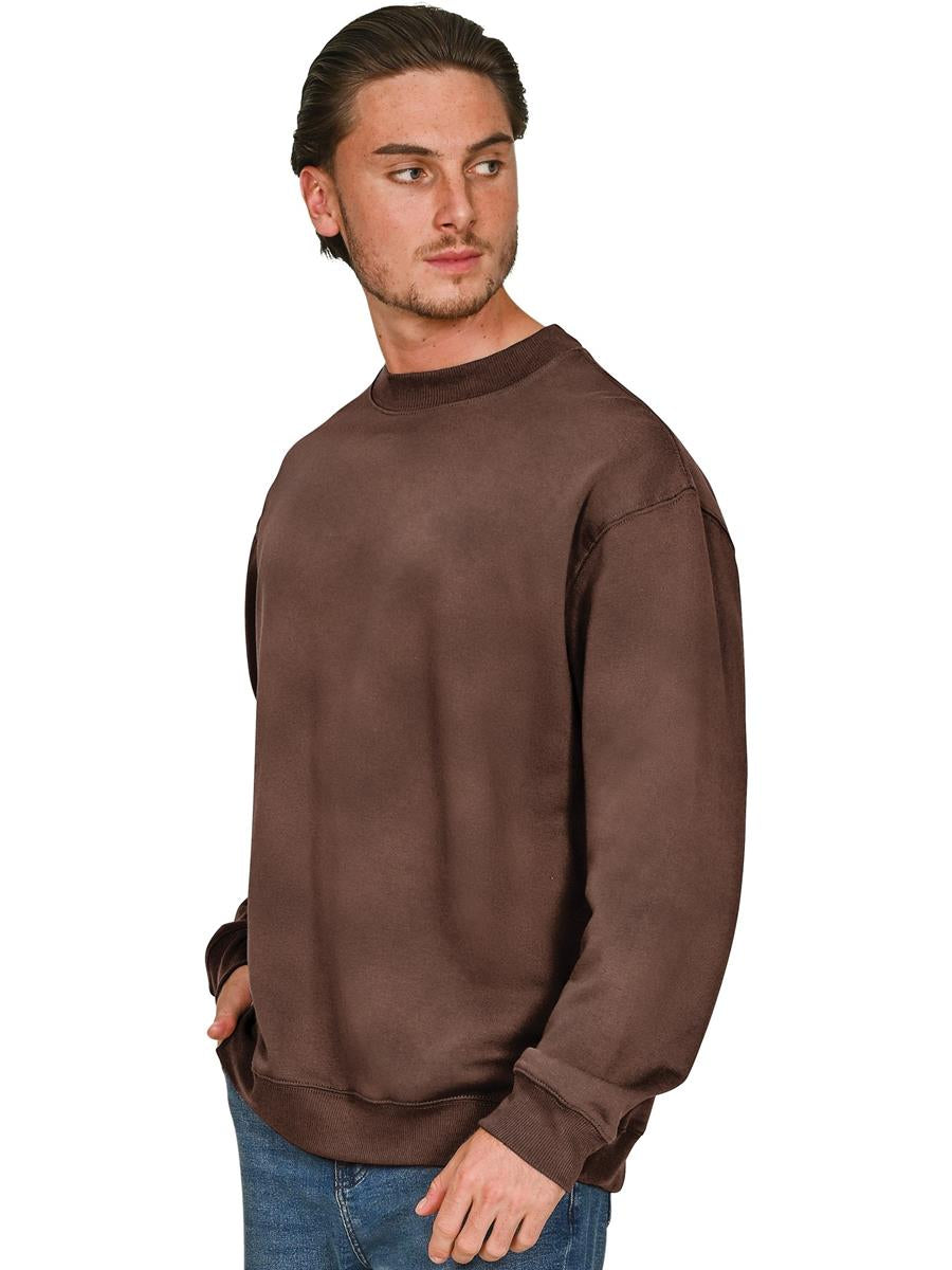 Premium Combed 330 Acid Wash Oversized Extended Neck Sweat — Acid Chocolate