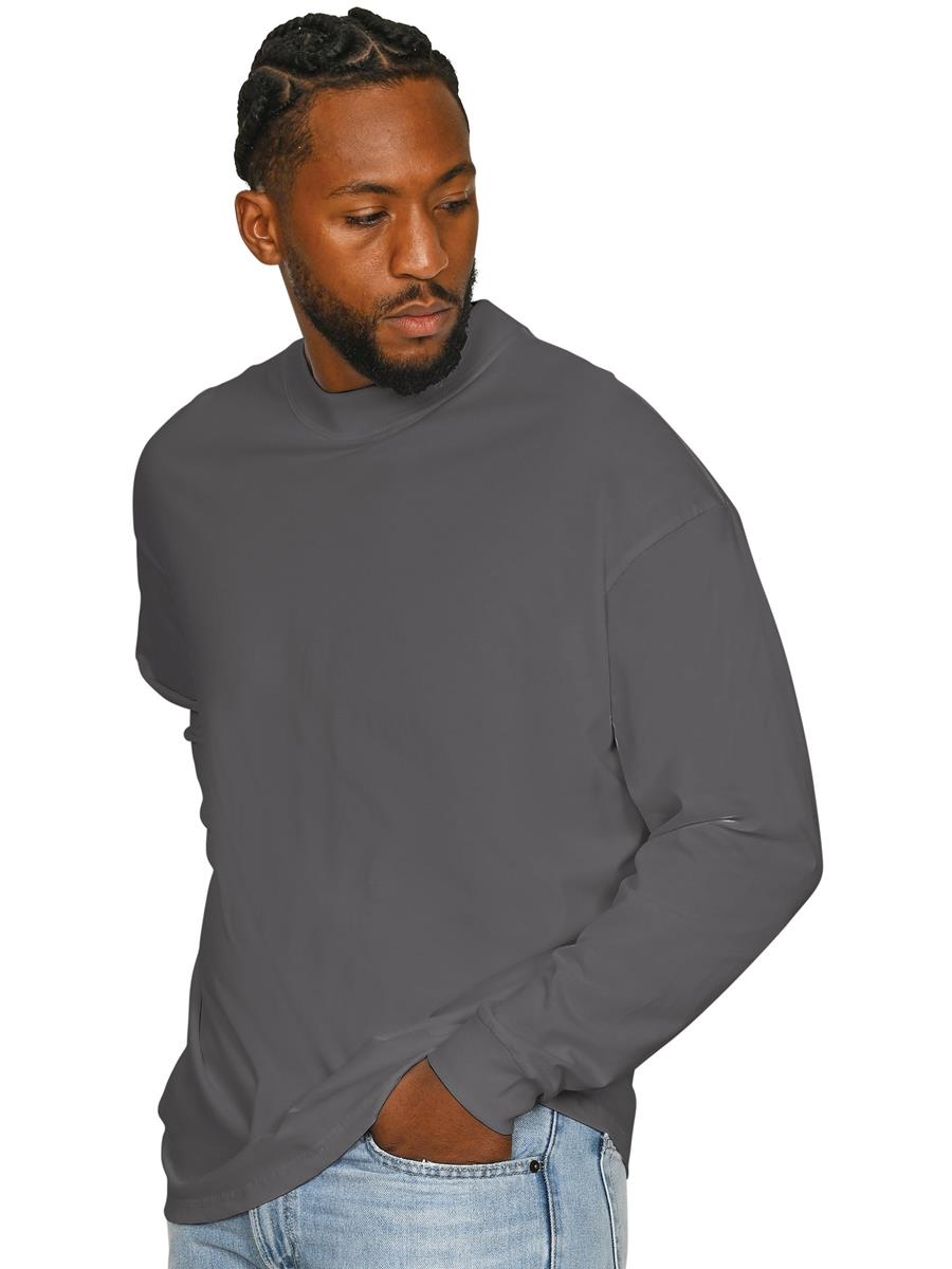 Ringspun Combed 180 Oversize Extended Neck Long Sleeve T — Charcoal