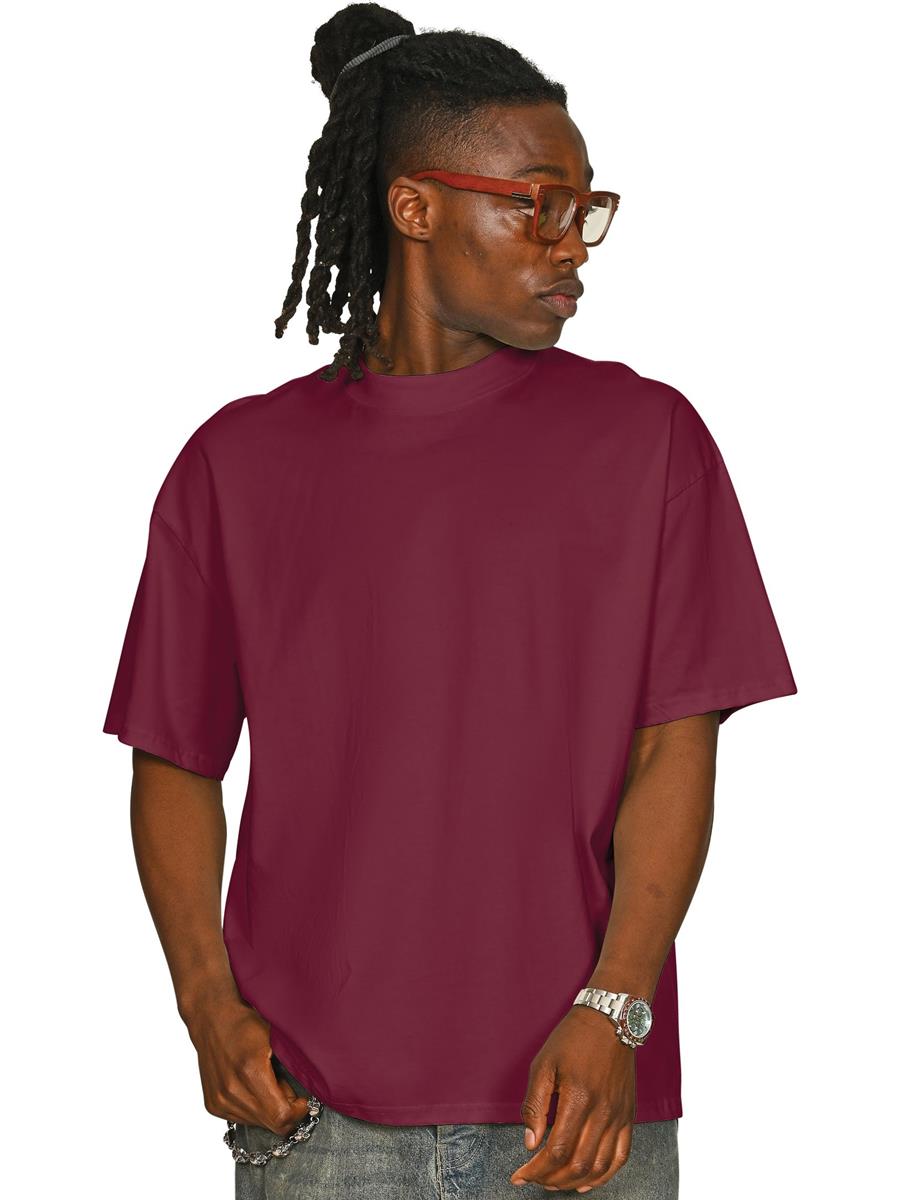 Ringspun Combed 220 Oversize Extended Neck T — Burgundy