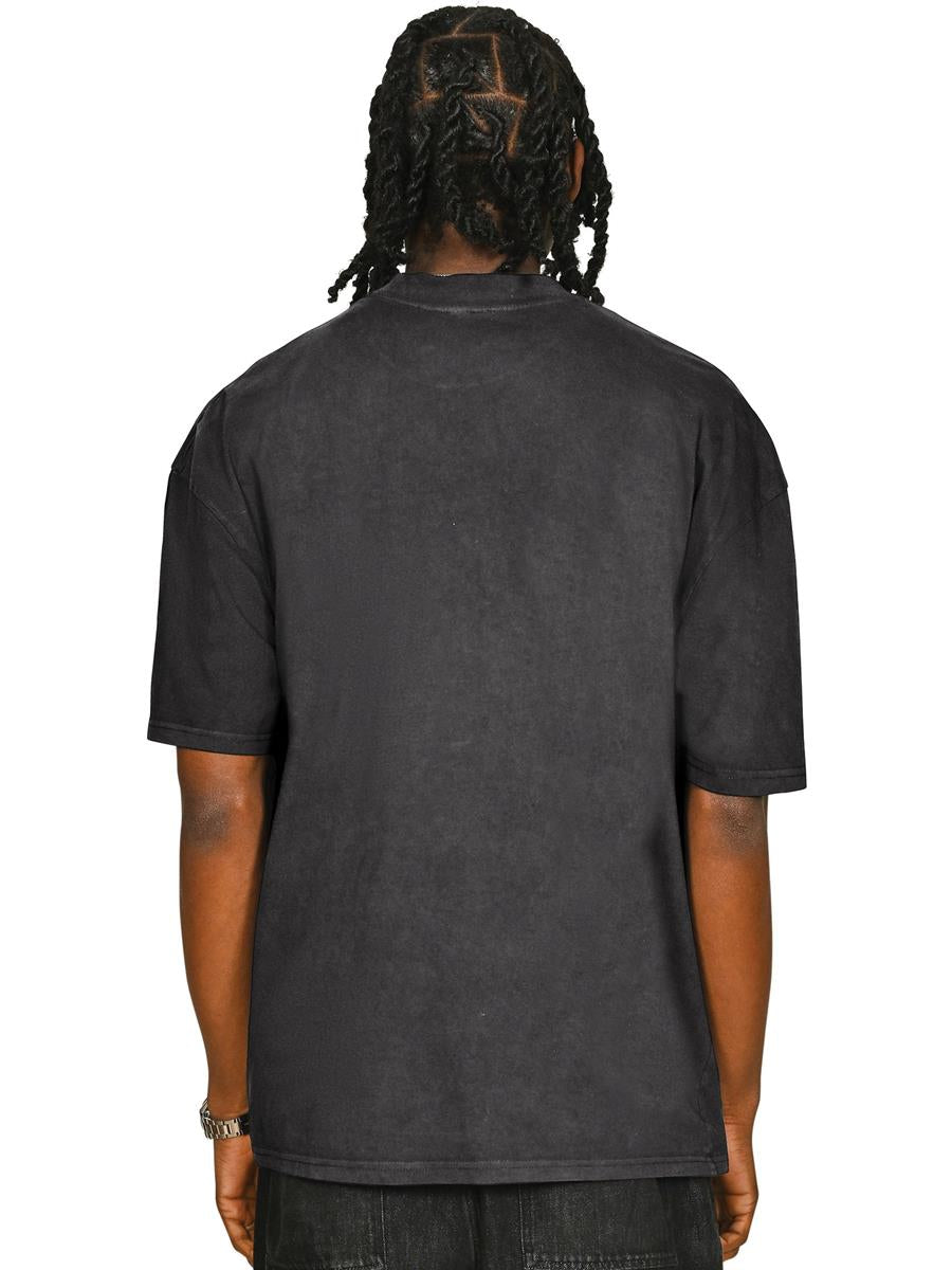 Ringspun Combed 180 Acid Wash Oversize Extended Neck T — Acid Charcoal