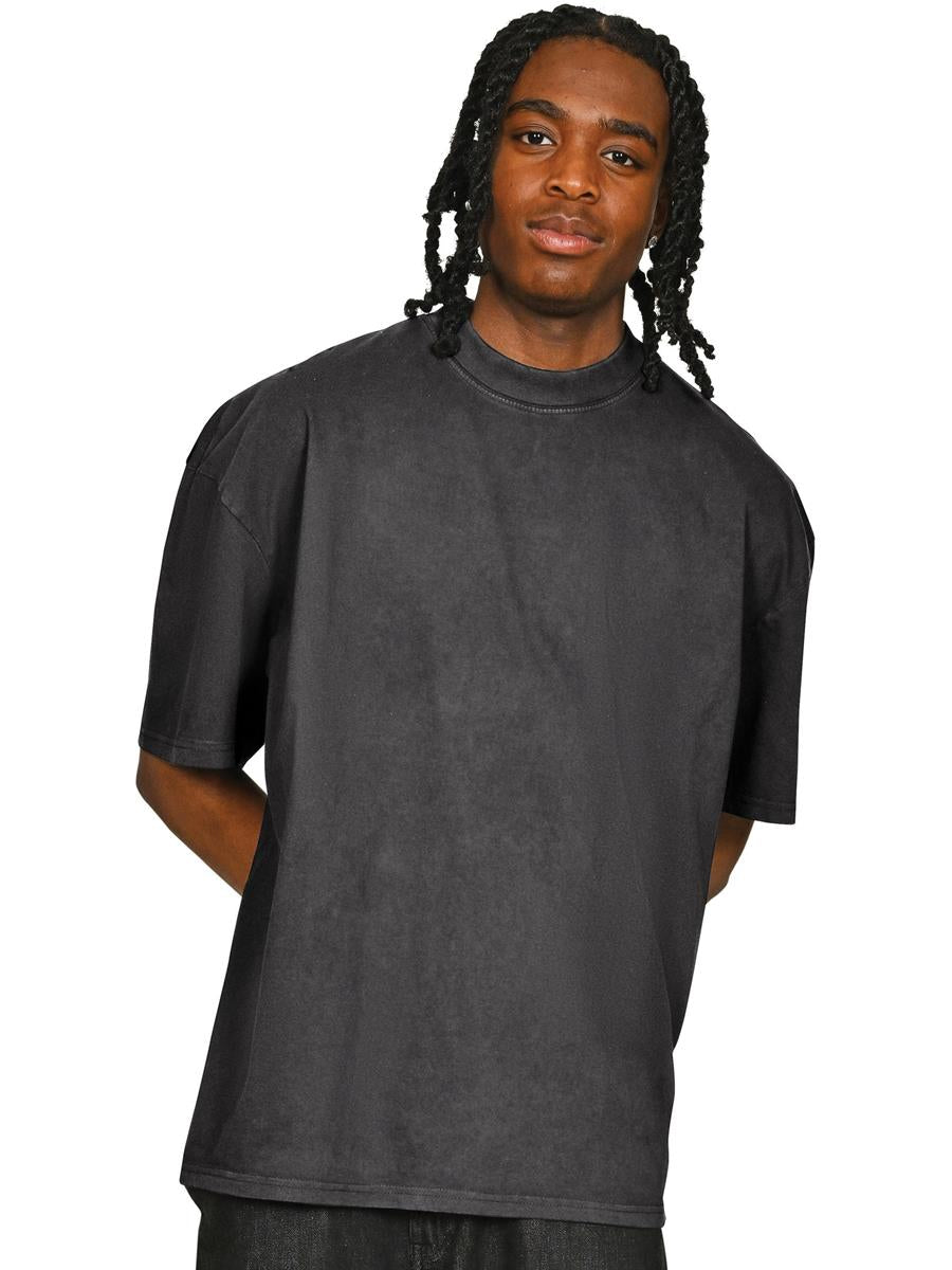 Ringspun Combed 180 Acid Wash Oversize Extended Neck T — Acid Charcoal