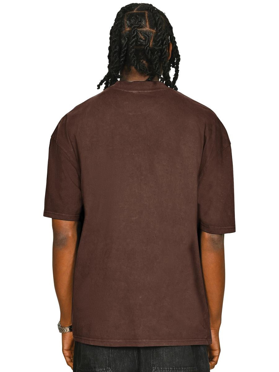 Ringspun Combed 180 Acid Wash Oversize Extended Neck T — Acid Chocolate