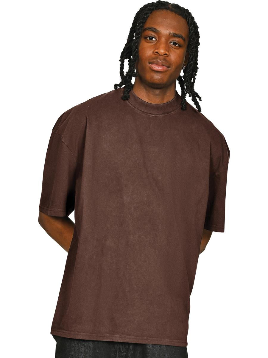 Ringspun Combed 180 Acid Wash Oversize Extended Neck T — Acid Chocolate