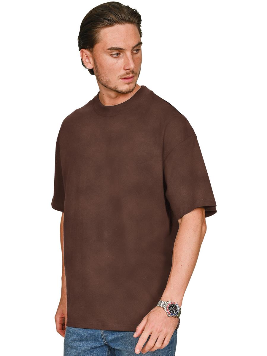 Ringspun Combed 220 Acid Wash Oversize Extended Neck T — Acid Chocolate