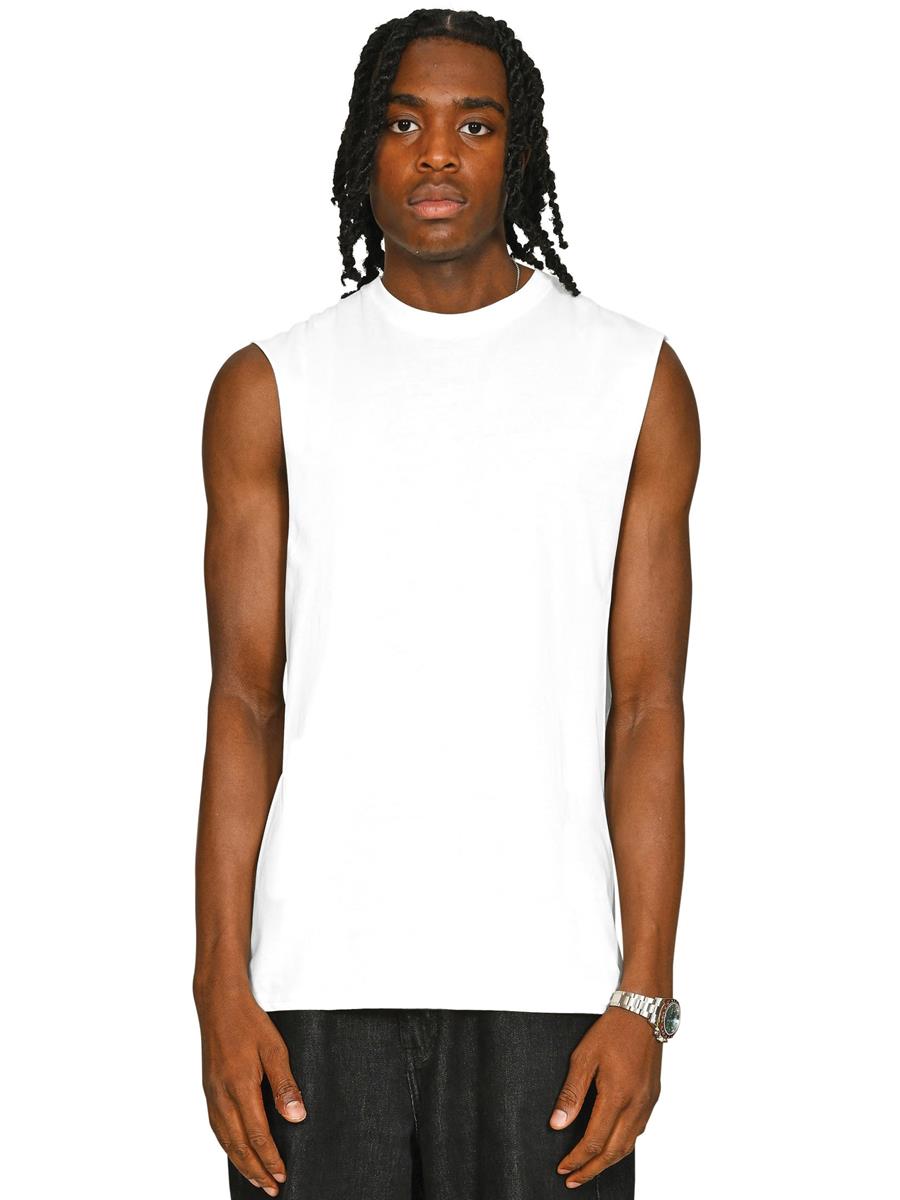 Ringspun Core 150 Droparm Raw Edge Tall Tank — White