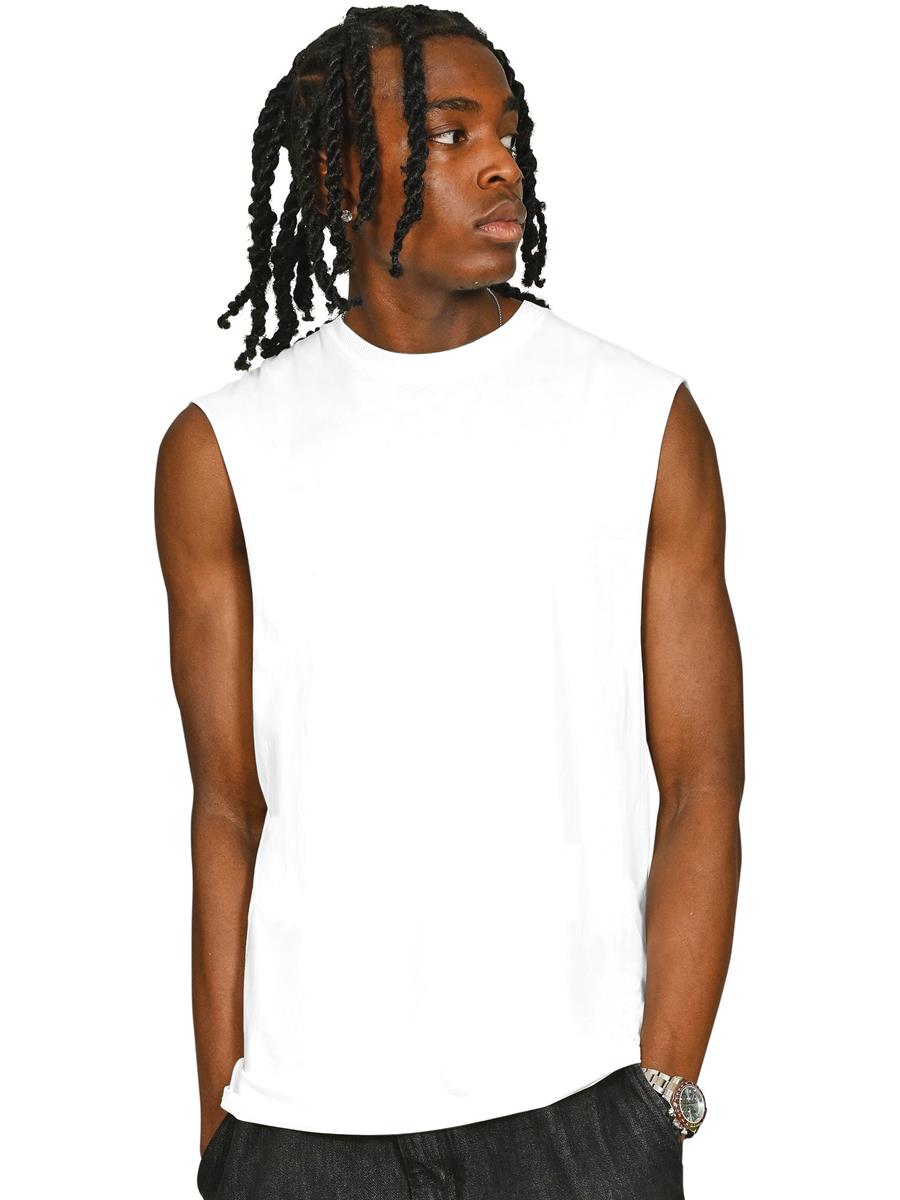 Ringspun Core 150 Droparm Raw Edge Tall Tank — White