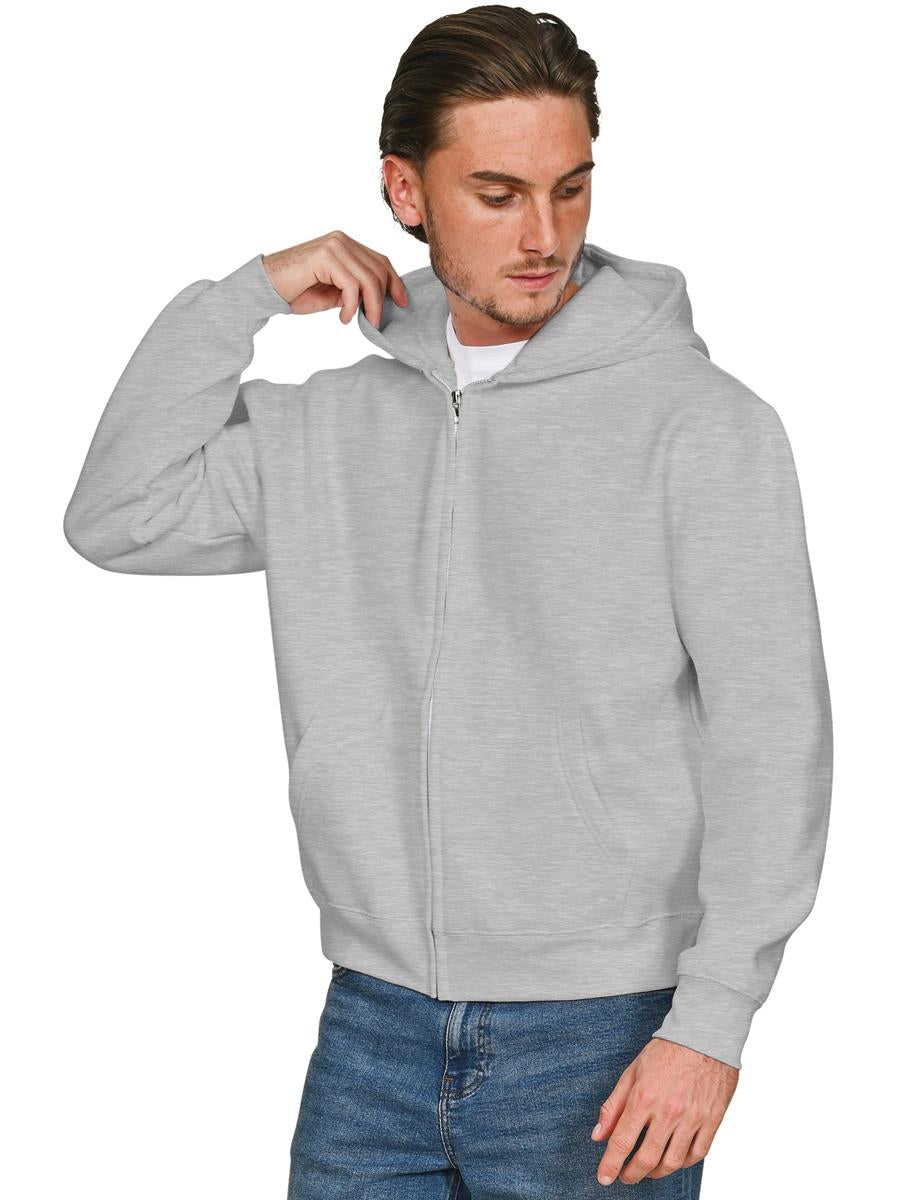 Premium Combed 330 Boxy Oversize Zip Hood — Ash Grey
