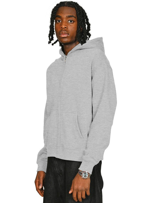 Premium Combed 280 Boxy Oversize Zip Hood — Ash Grey