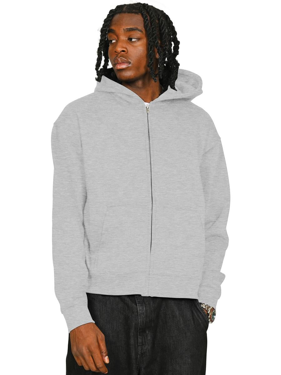 Premium Combed 280 Boxy Oversize Zip Hood — Ash Grey