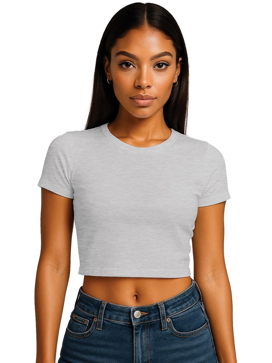 Ringspun Combed 220 Cropped Baby T Ladies — Ash Grey
