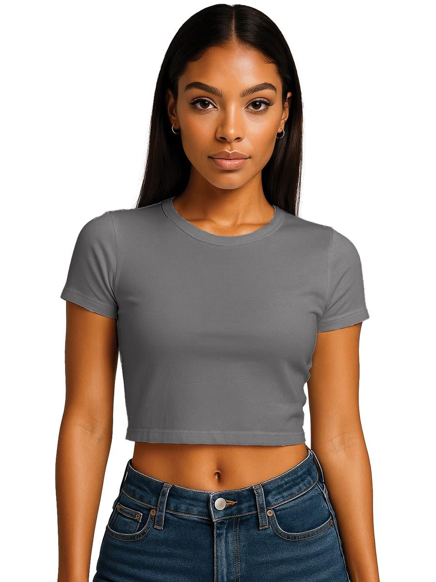 Ringspun Combed 220 Cropped Baby T Ladies — Charcoal