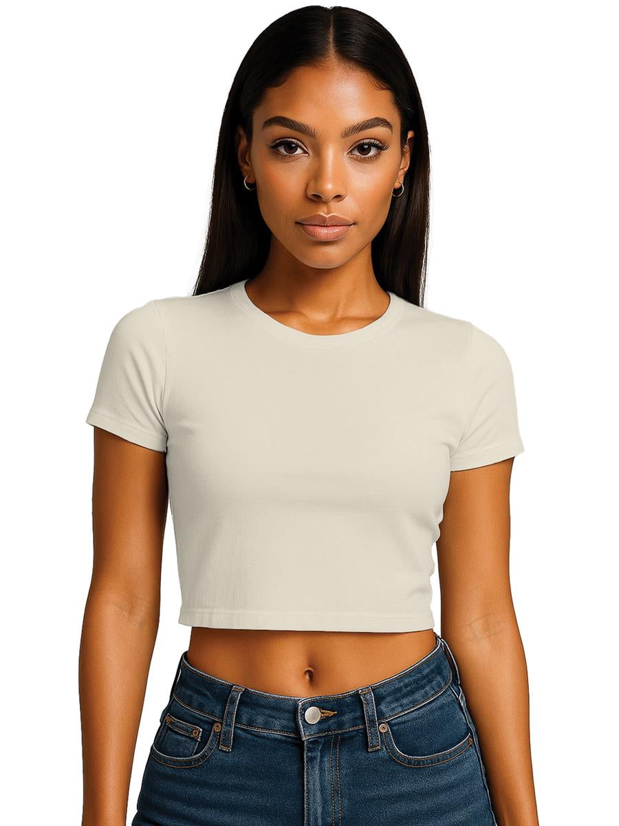 Ringspun Combed 220 Cropped Baby T Ladies — Ecru