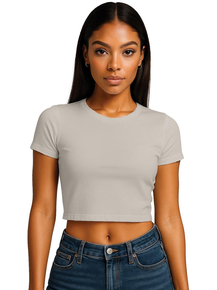 Ringspun Combed 220 Cropped Baby T Ladies — Stone