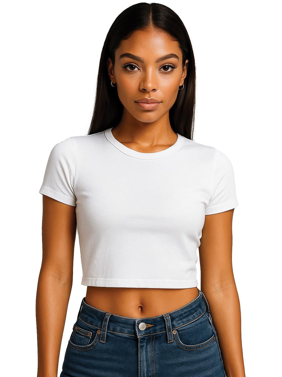 Ringspun Combed 220 Cropped Baby T Ladies — White
