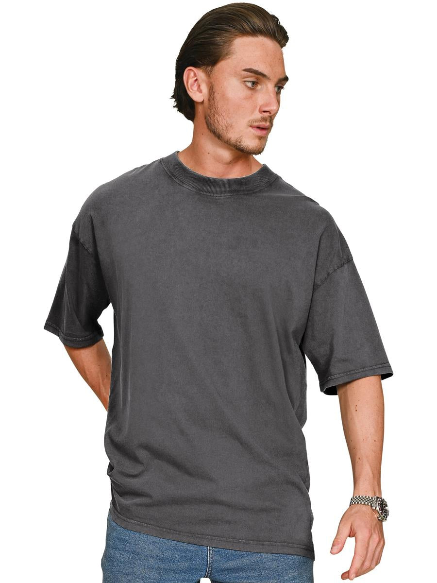 Ringspun Combed 180 Acid Wash Oversize T — Acid Charcoal