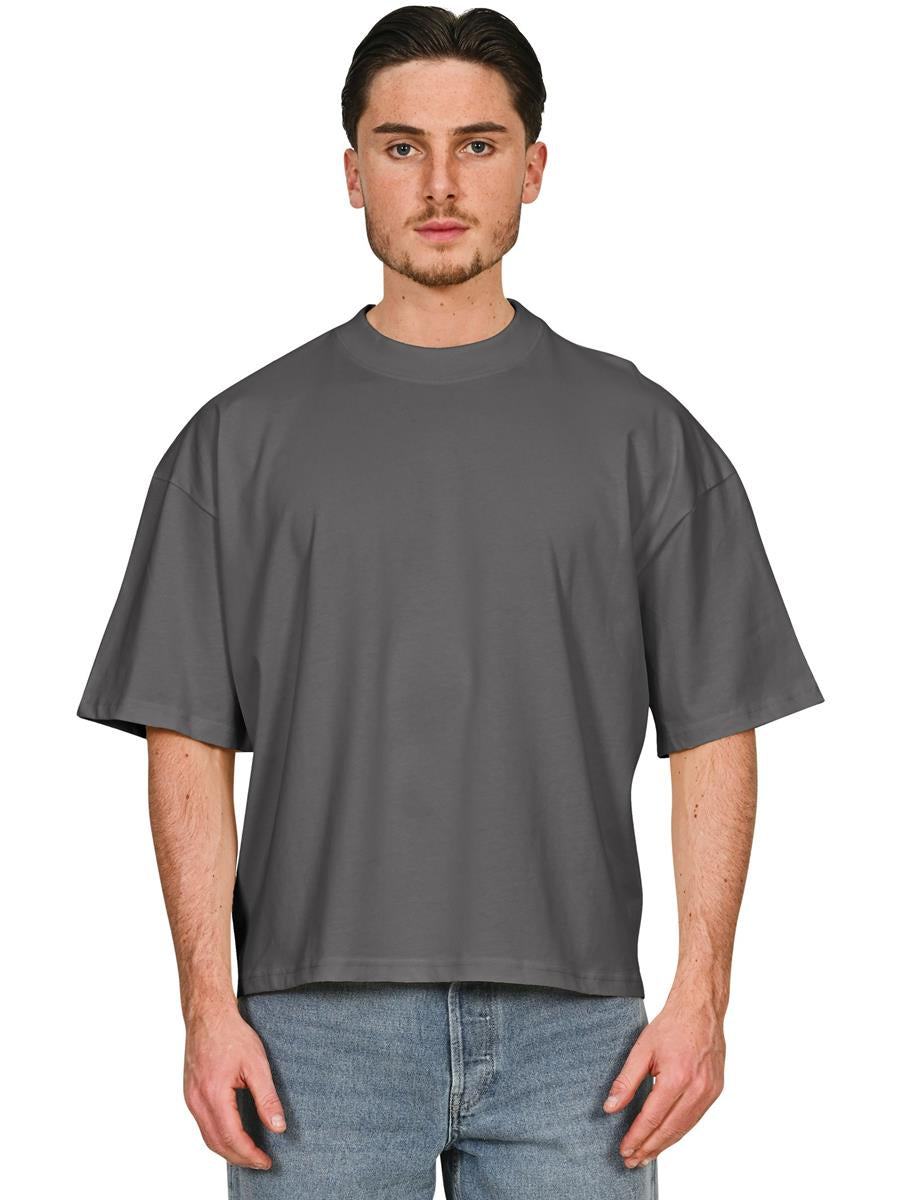 Ringspun Combed 220 Boxy Oversize Extended Neck T — Charcoal