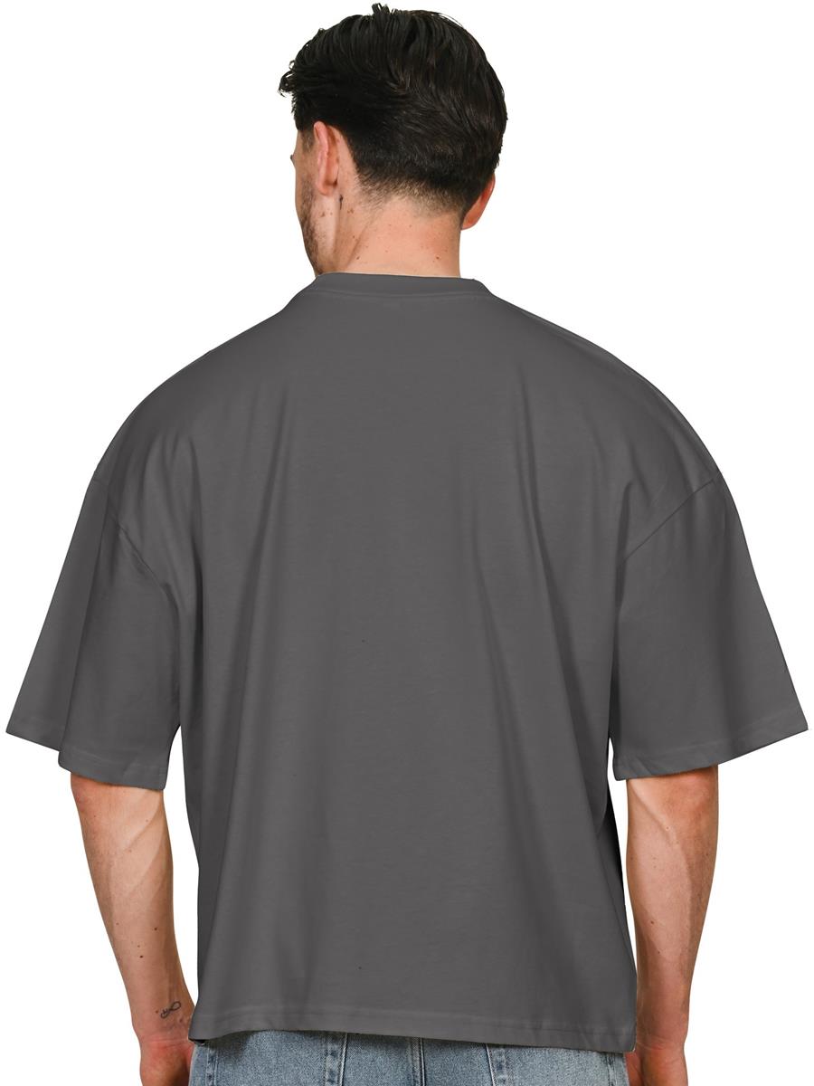 Ringspun Combed 220 Boxy Oversize Extended Neck T — Charcoal