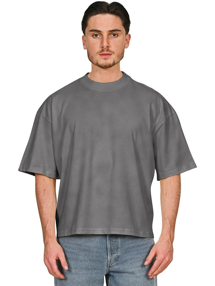 Ringspun Combed 220 Acid Wash Boxy Oversize Extended Neck T — Acid Charcoal
