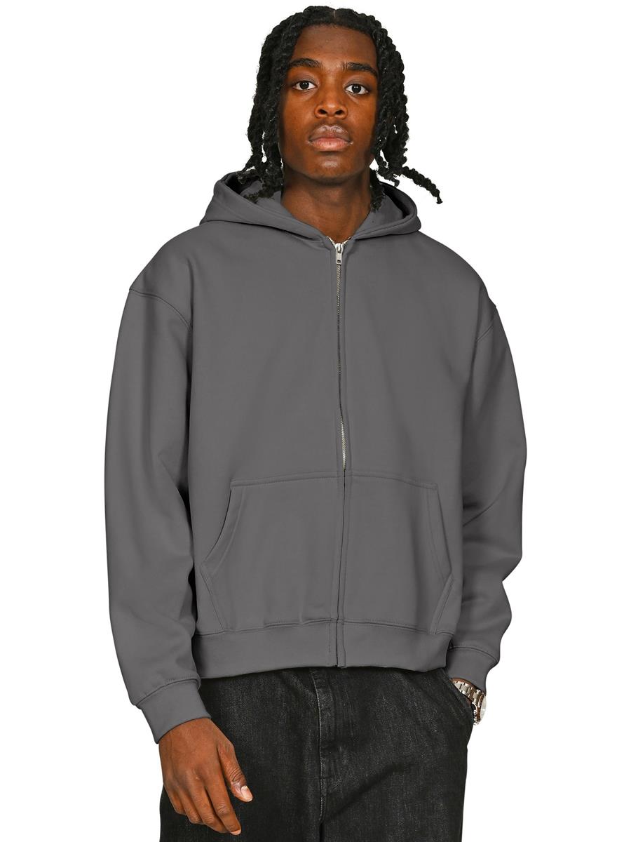 Premium Combed 450 Boxy Oversize Zip Hood — Charcoal