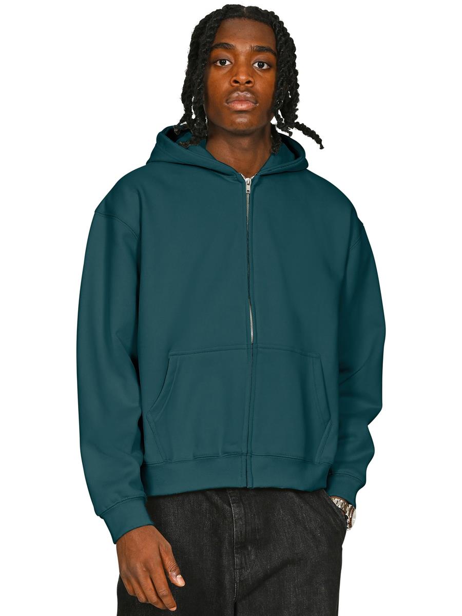 Premium Combed 450 Boxy Oversize Zip Hood — Deep Teal