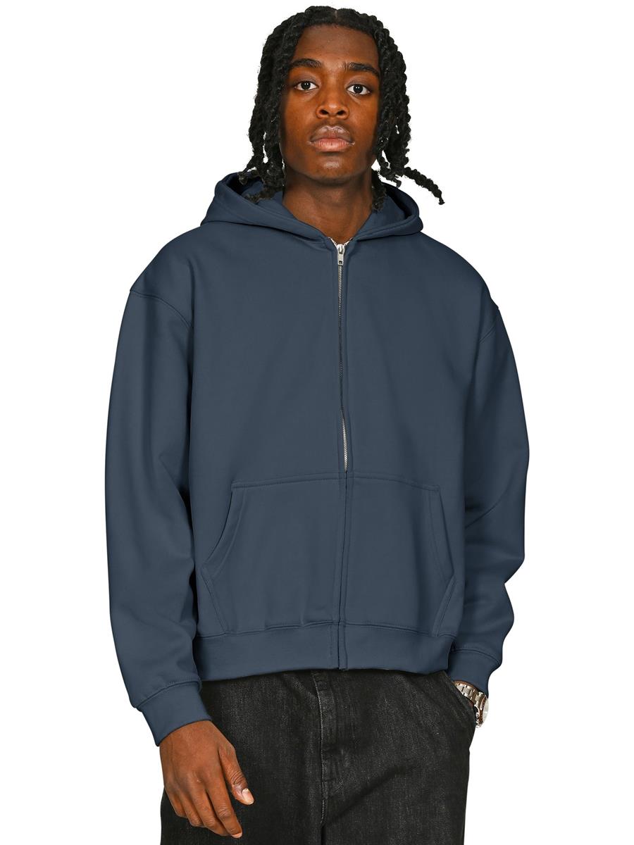 Premium Combed 450 Boxy Oversize Zip Hood — Petrol Blue