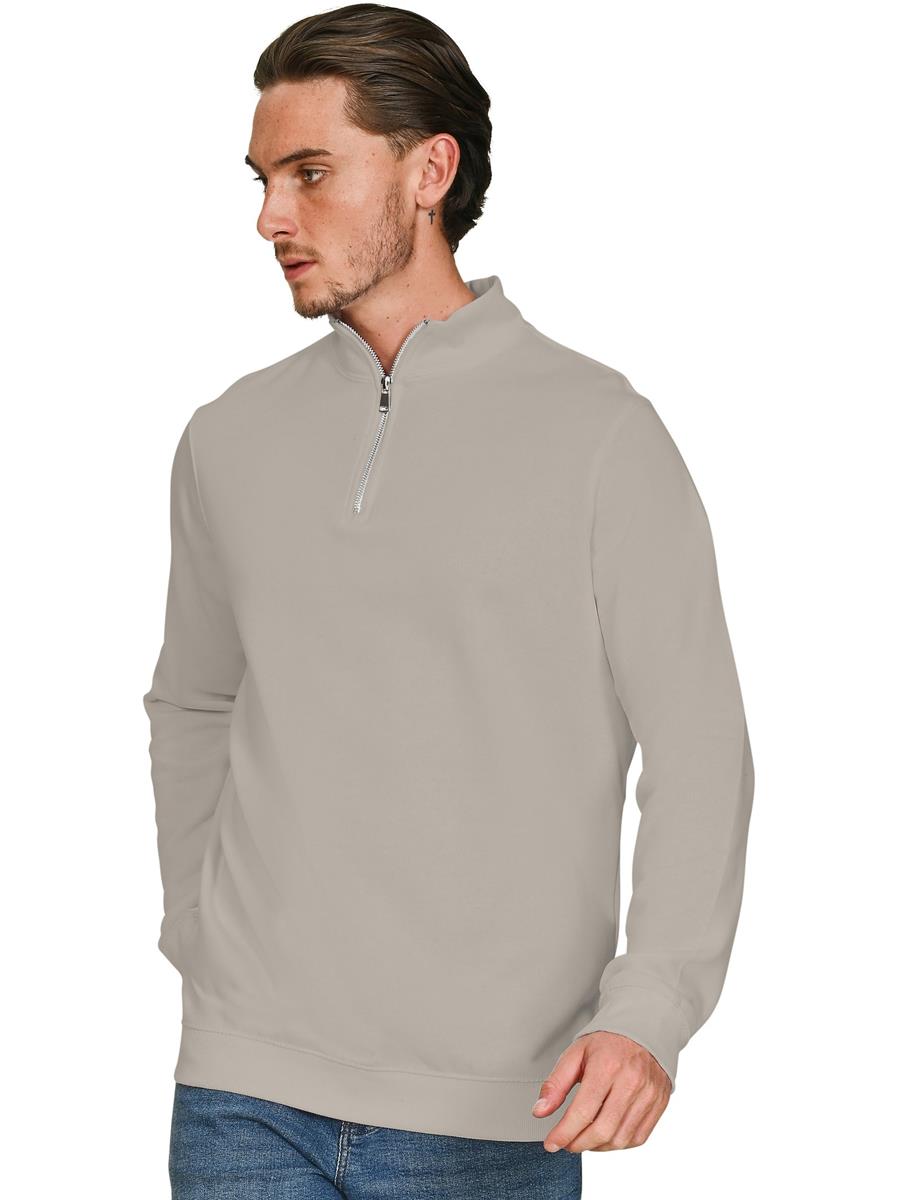 Ringspun Combed 280 Core Quarter Zip Sweat — Stone