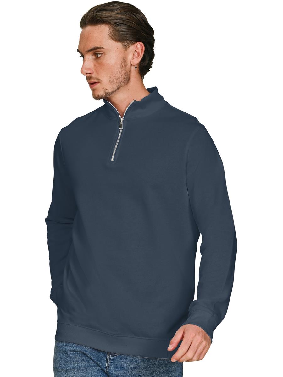 Ringspun Combed 280 Core Quarter Zip Sweat — Petrol Blue