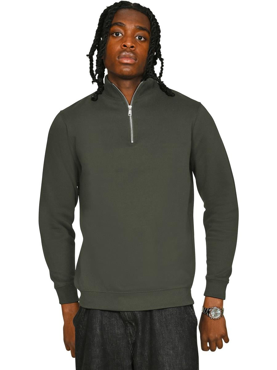 Ringspun Combed 280 Core Quarter Zip Sweat — Khaki Olive