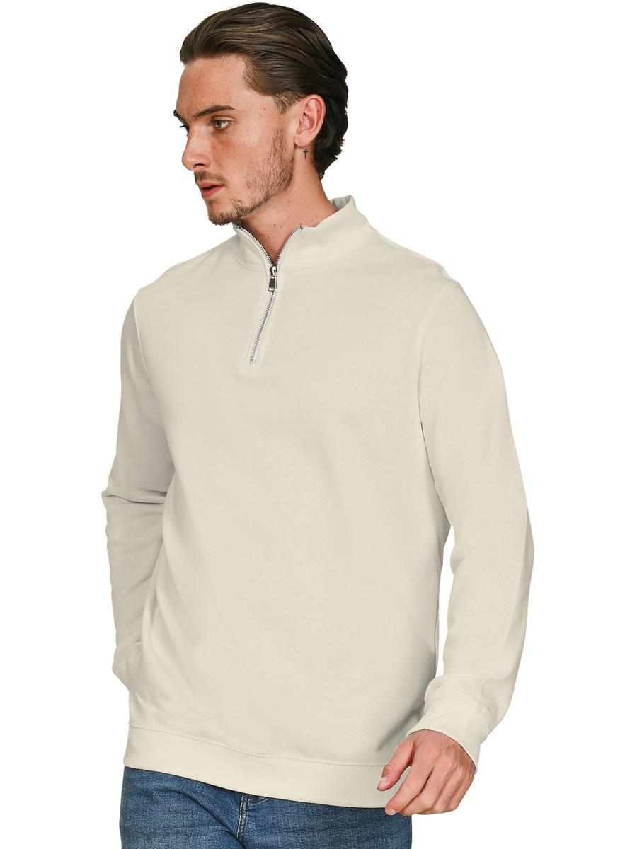 Ringspun Combed 280 Core Quarter Zip Sweat — Ecru