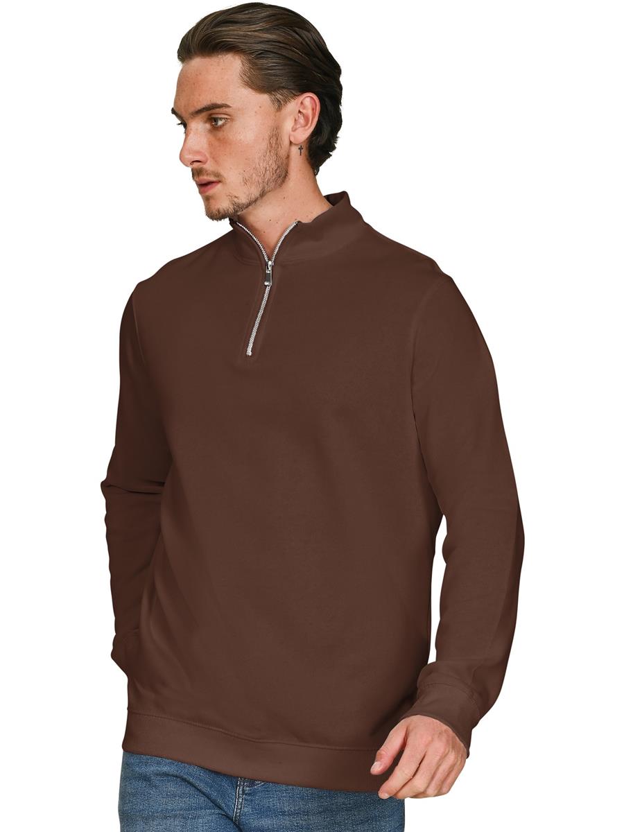 Ringspun Combed 280 Core Quarter Zip Sweat — Chocolate