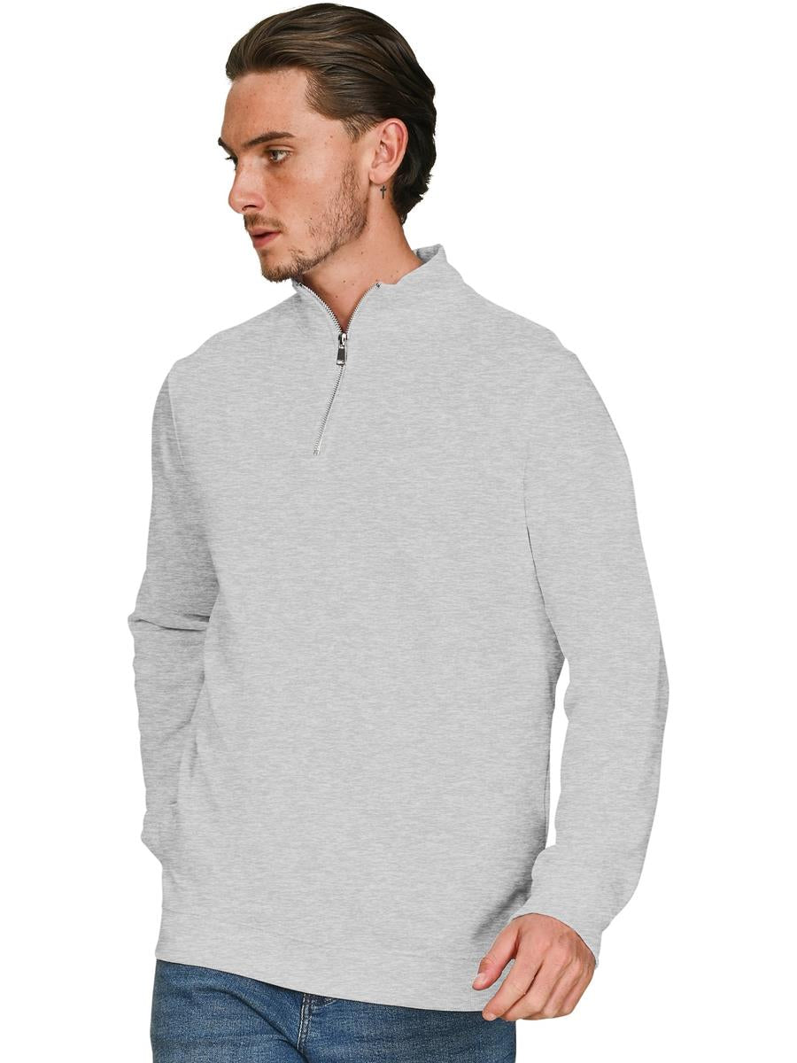 Ringspun Combed 280 Core Quarter Zip Sweat — Ash Grey