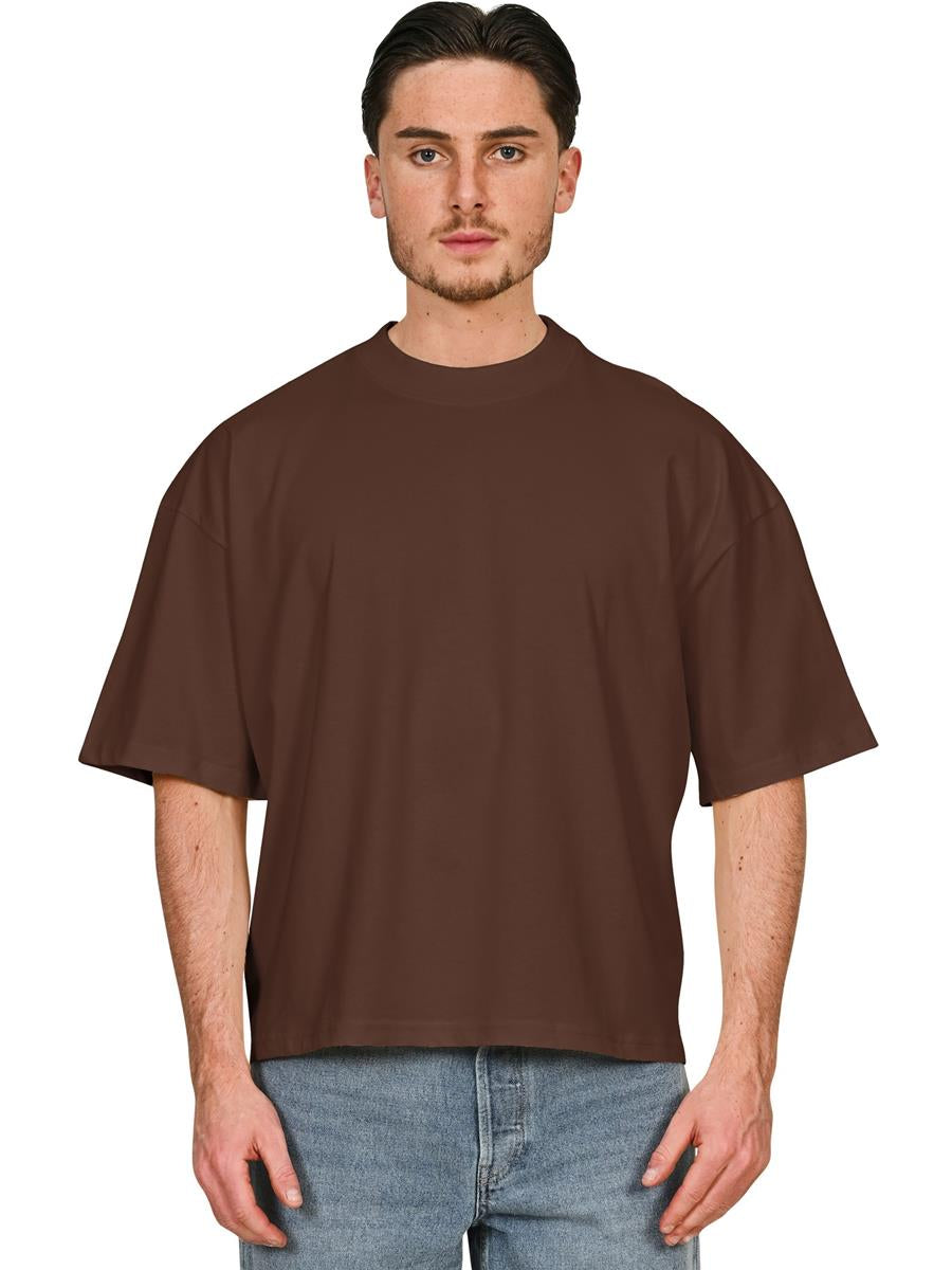 Ringspun Combed 220 Boxy Oversize Extended Neck T — Chocolate