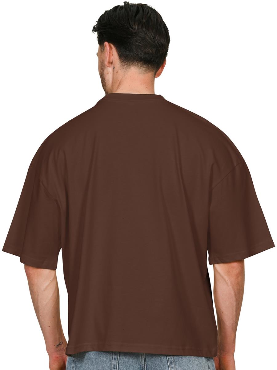 Ringspun Combed 220 Boxy Oversize Extended Neck T — Chocolate