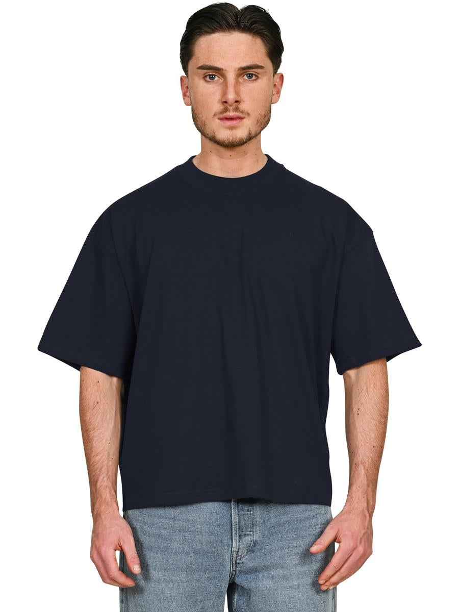 Ringspun Combed 220 Boxy Oversize Extended Neck T — Navy