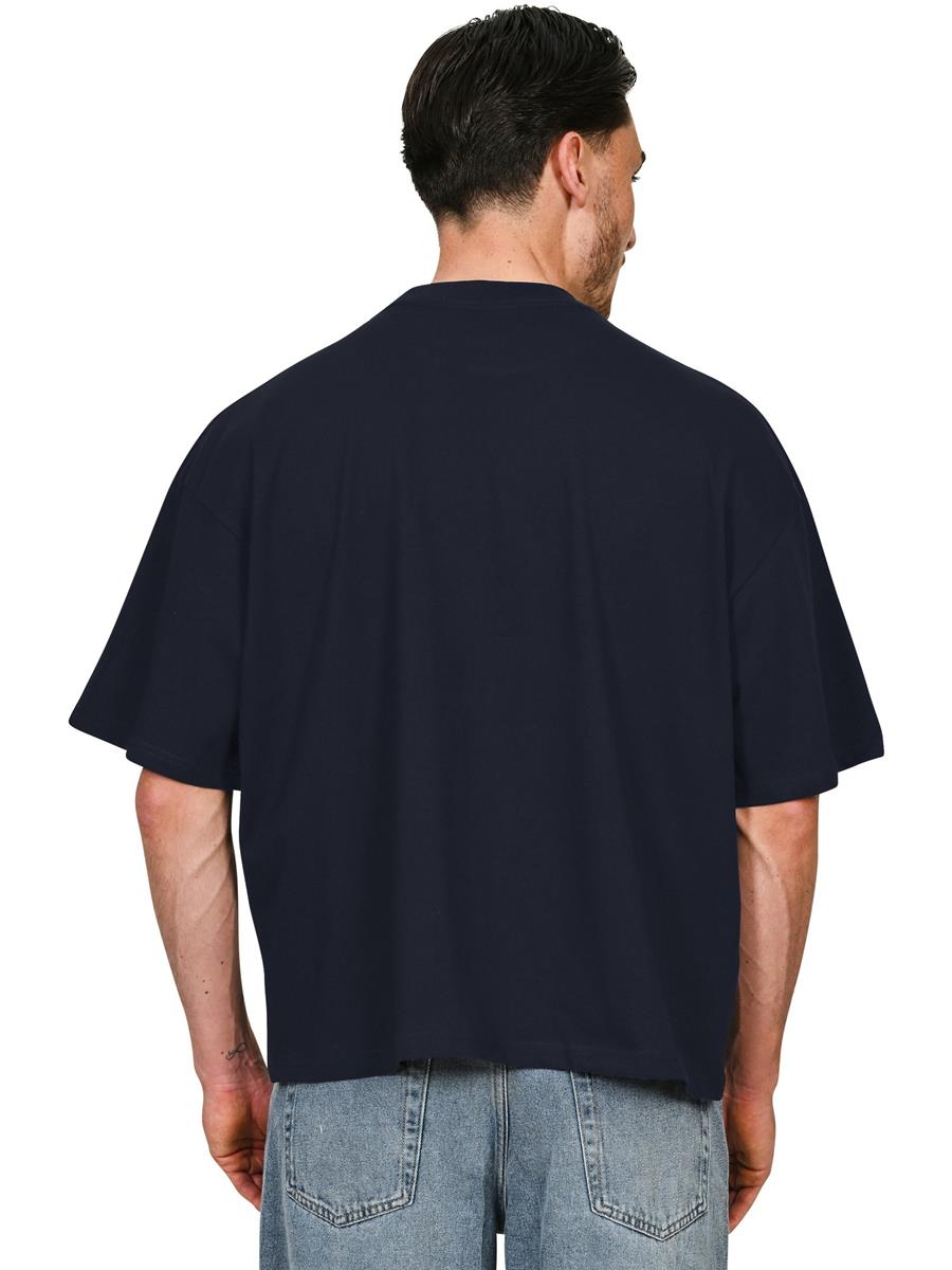 Ringspun Combed 220 Boxy Oversize Extended Neck T — Navy