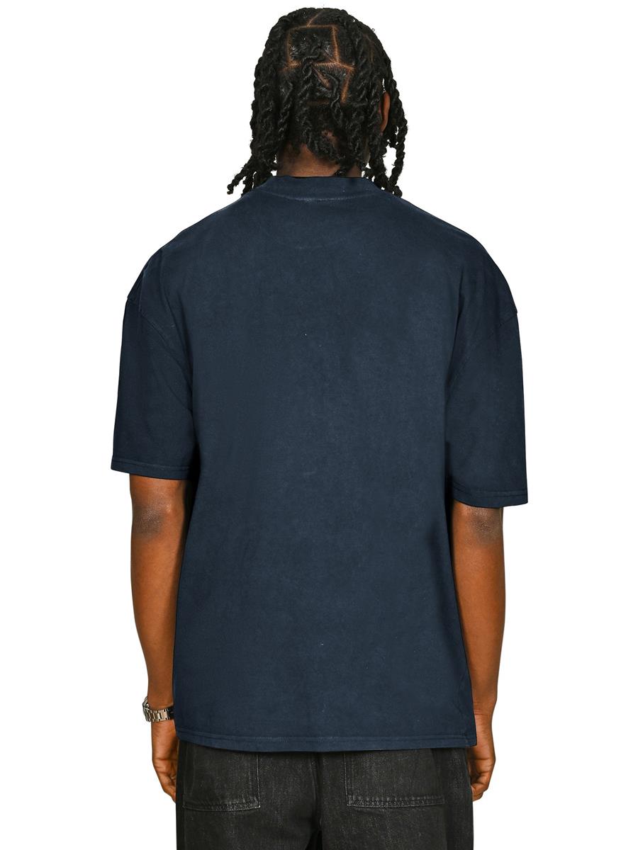 Ringspun Combed 180 Acid Wash Oversize Extended Neck T — Faded Petrol Blue