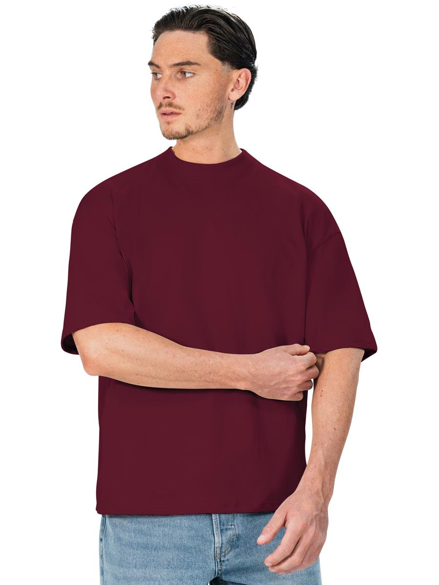 Ringspun Combed 220 Boxy Oversize Extended Neck T — Burgundy