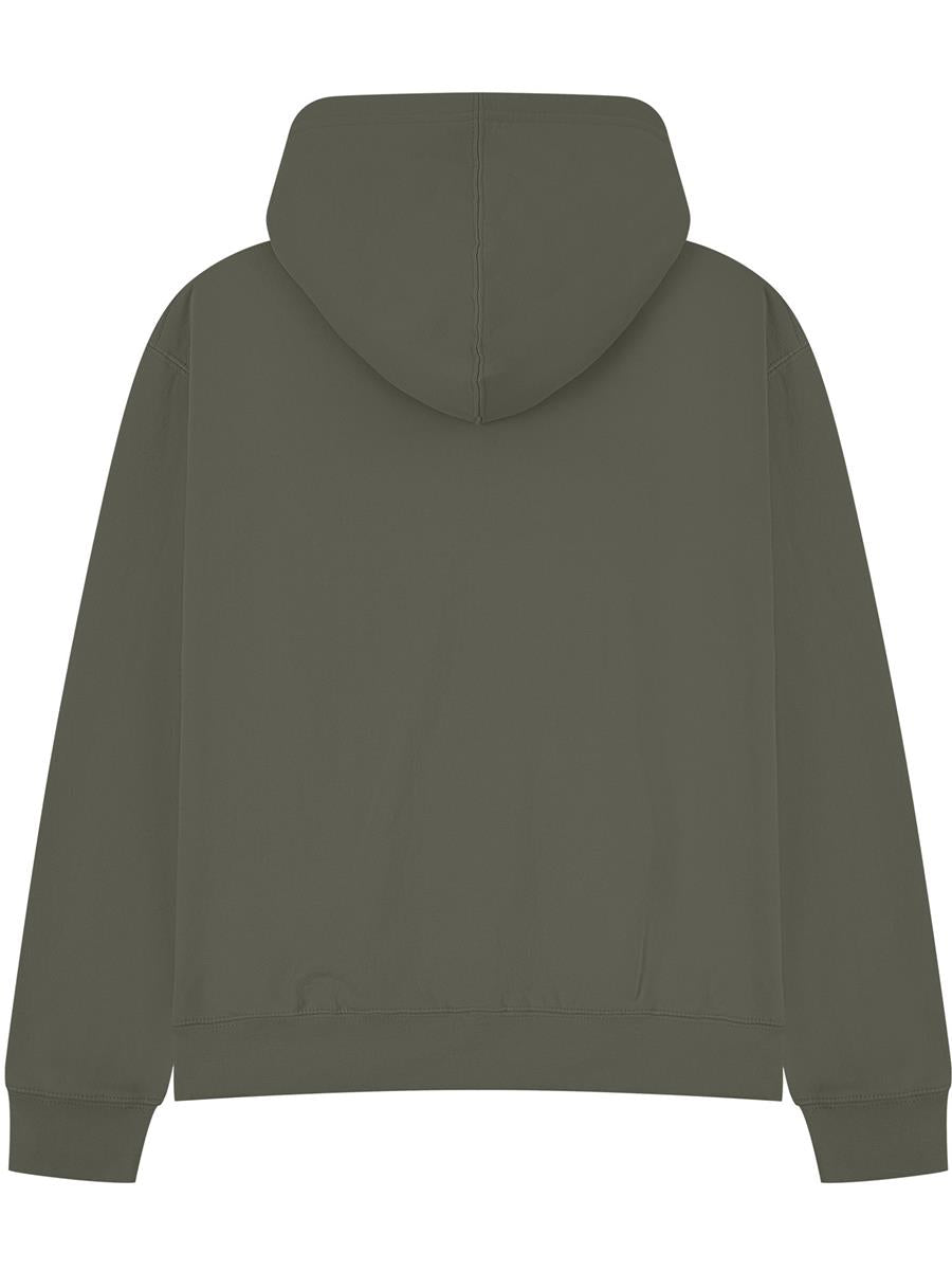 Premium Combed 450 Boxy Oversize Zip Hood — Khaki Olive