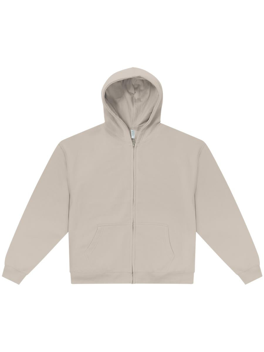Premium Combed 280 Boxy Oversize Zip Hood — Stone