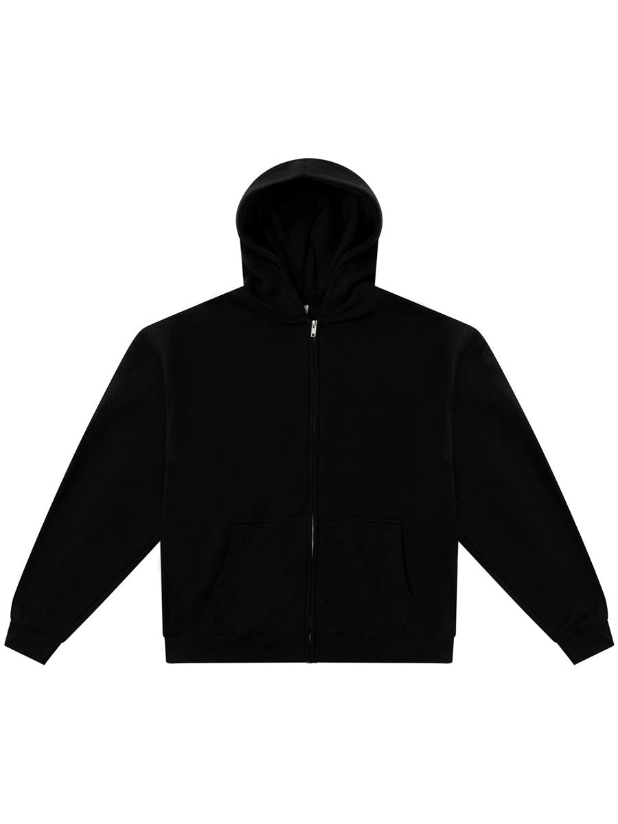 Premium Combed 280 Boxy Oversize Zip Hood — Black