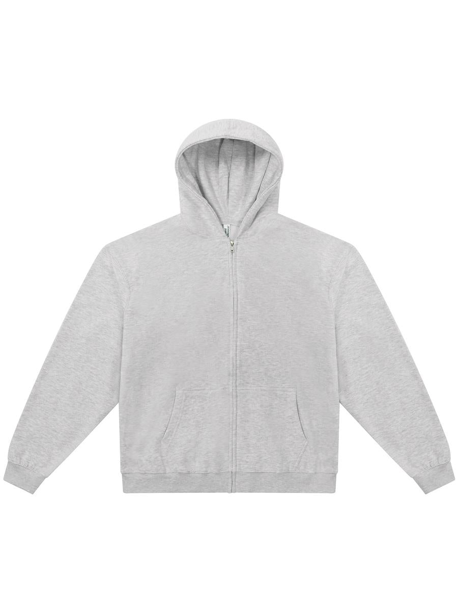 Premium Combed 280 Boxy Oversize Zip Hood — Ash Grey