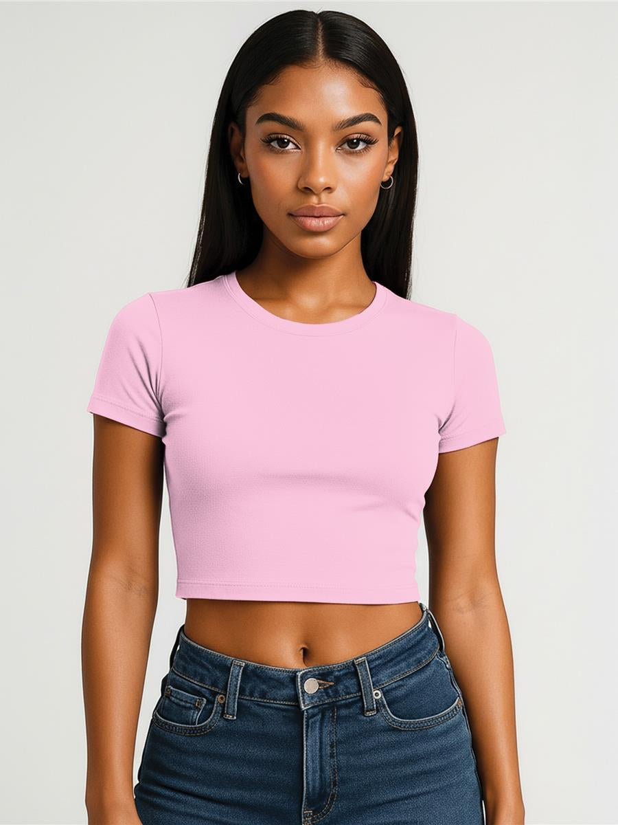 Ringspun Combed 220 Cropped Baby T Ladies — Light Pink