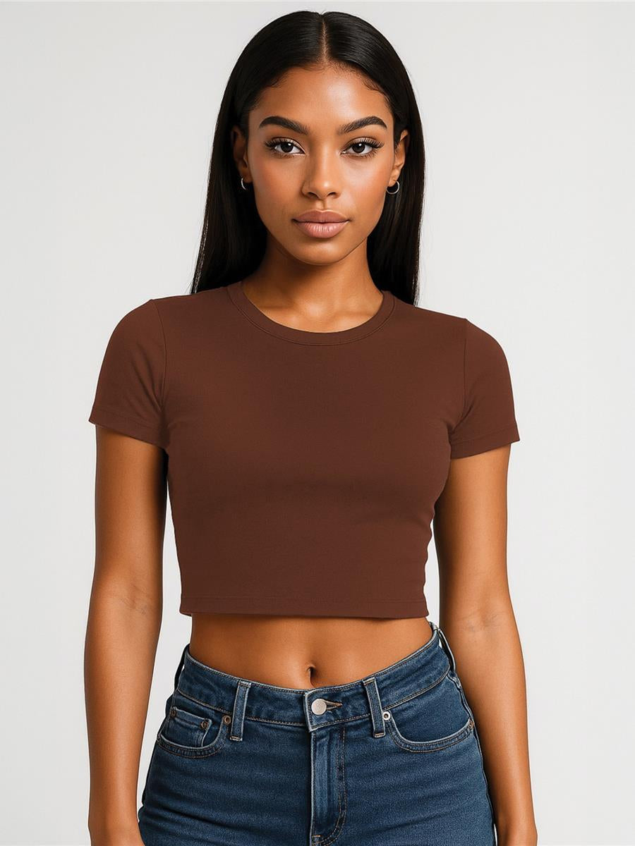 Ringspun Combed 220 Cropped Baby T Ladies — Chocolate