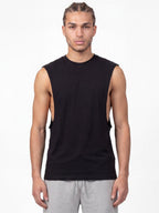 Ringspun Combed Raw Edge Droparm 180 Tank — Black