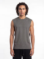 Ringspun Combed Raw Edge Droparm 180 Tank — Charcoal