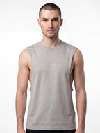 Ringspun Combed Raw Edge Droparm 180 Tank — Stone